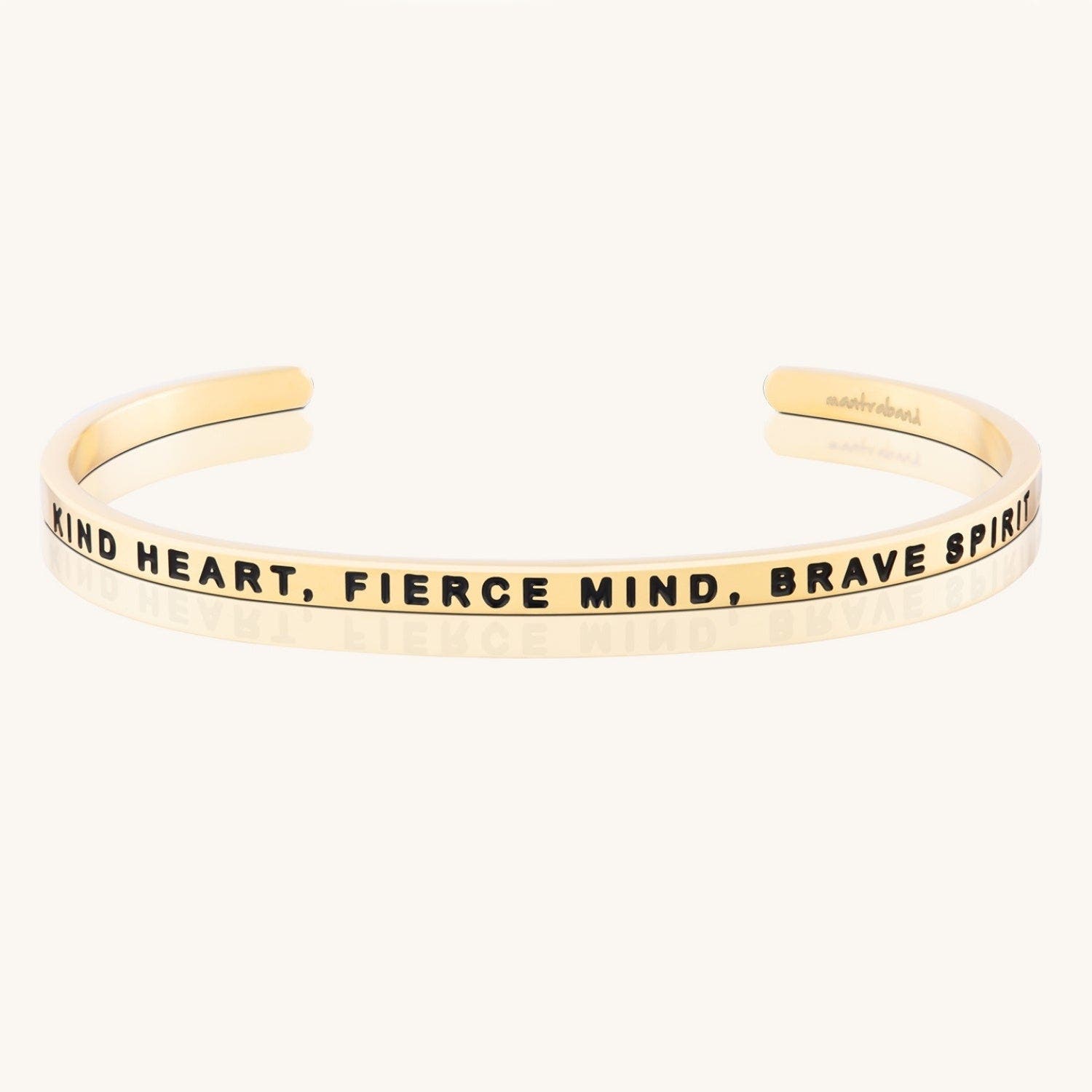 Mantra Kind Heart, Fierce Mind, Brave Spirit Bracelet In Gold