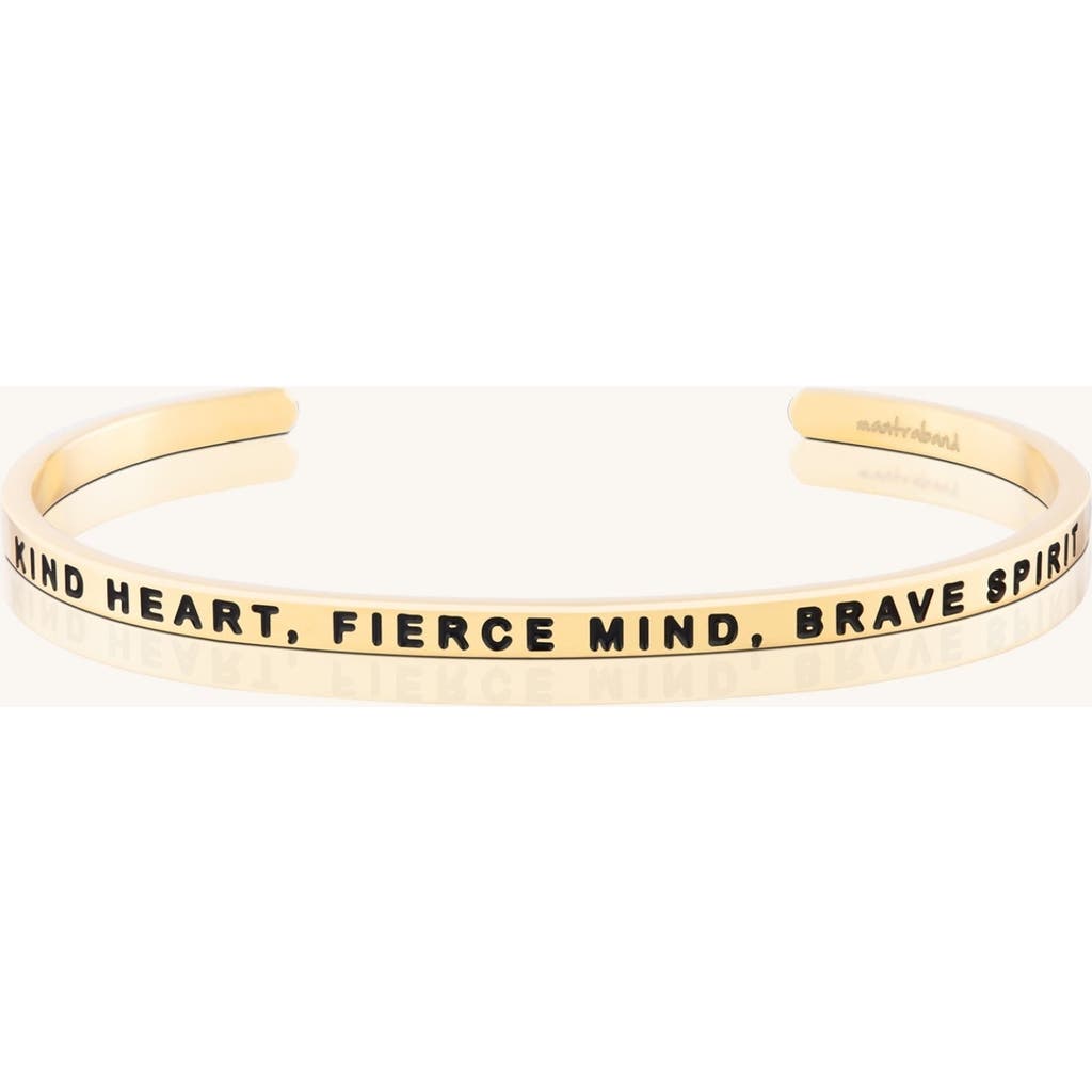 Mantra Kind Heart, Fierce Mind, Brave Spirit Bracelet In Gold
