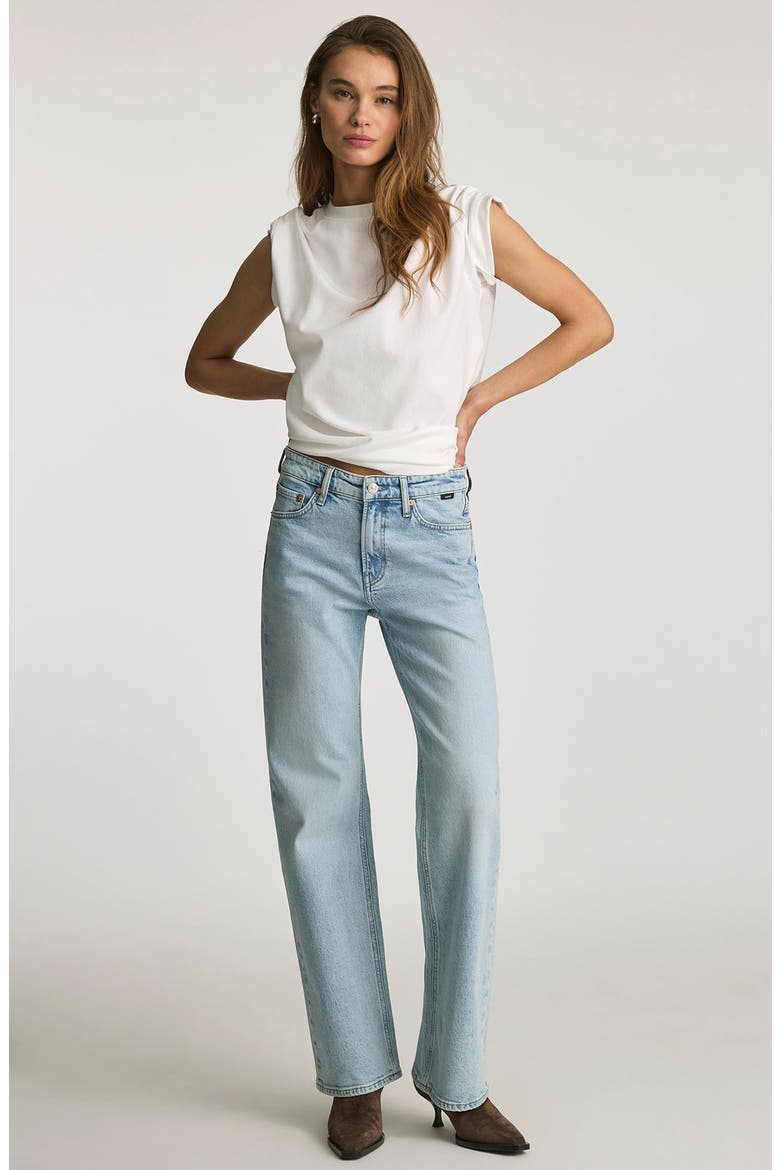 Taylor High Waist Relaxed Straight Leg Jeans, Alternate, color, LIGHT BRUSHED CLASSIC BLUE