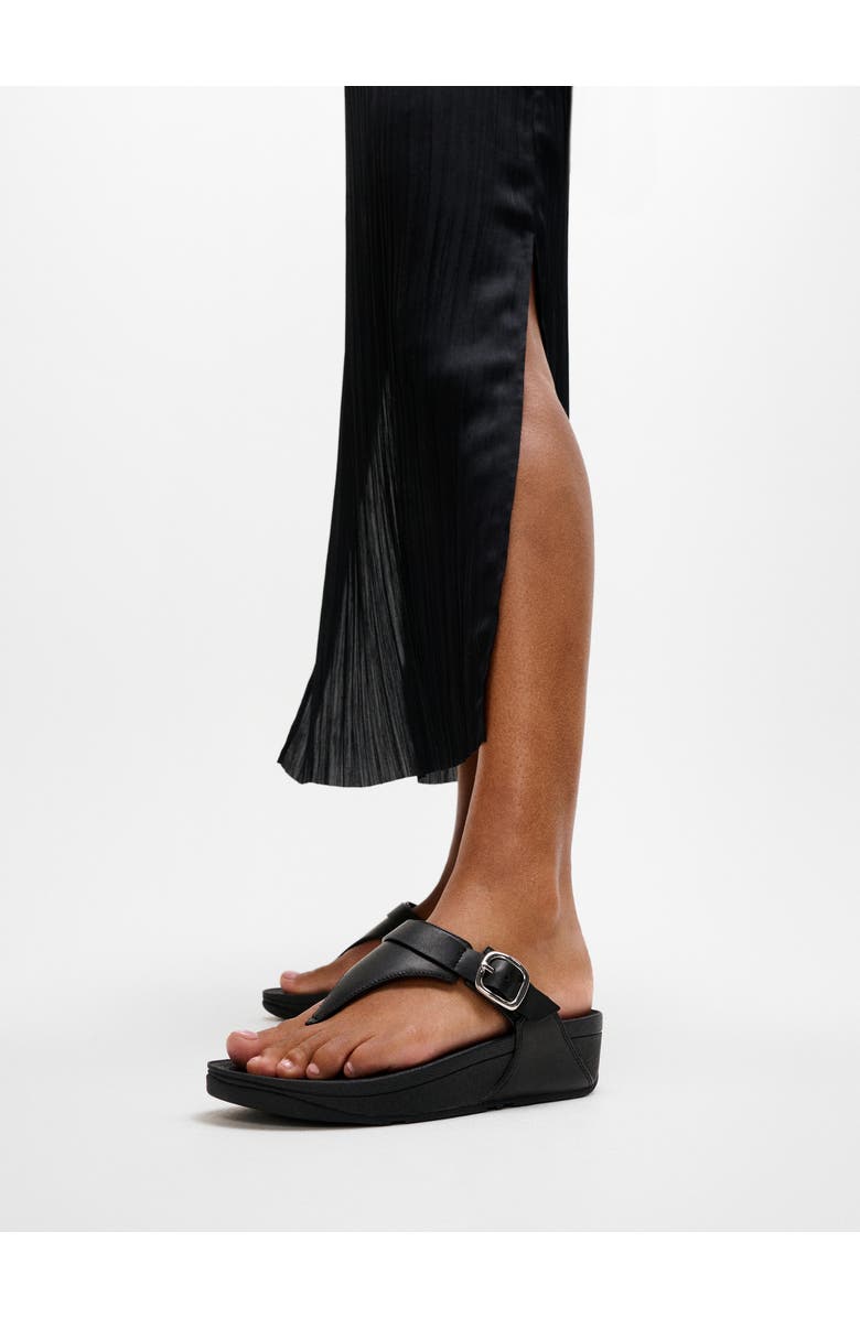 FitFlop Lulu Adjustable leather toe-post sandals, Alternate, color, All Black