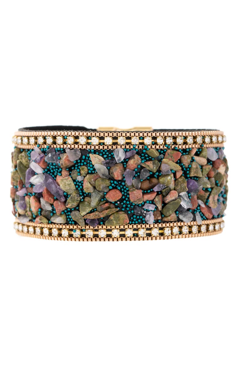 SAACHI Mixed Media Cuff Bracelet, Main, color, Turquoise
