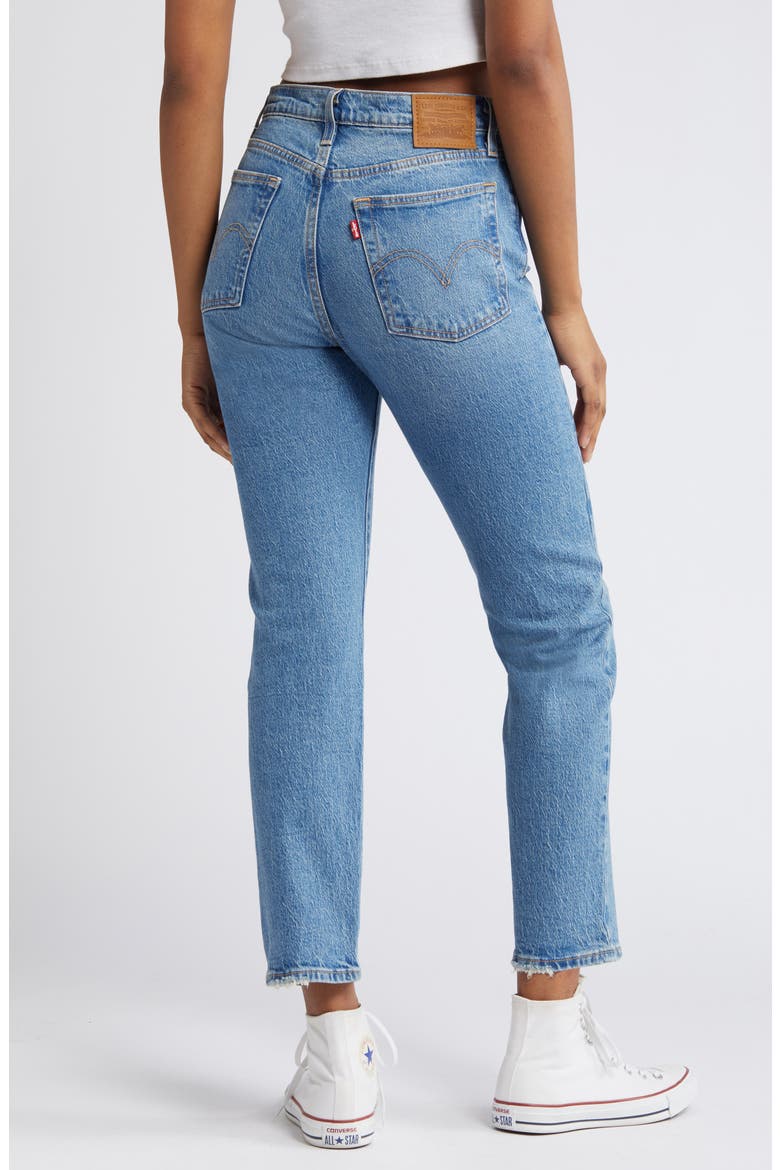 Wedgie High Waist Straight Leg Jeans, Alternate, color, CALLING ALL BLUES