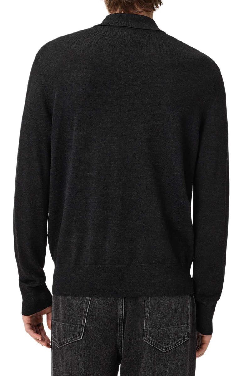 AllSaints Albany Merino Wool Quarter Zip Polo, Alternate, color, Cinder Black