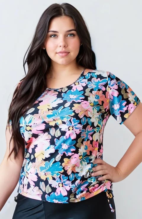 Plus Size Short Sleeve Adele Swim Top