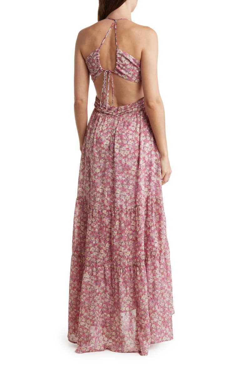 the Label Sleeveless Floral Print Maxi Dress, Alternate, color, PINK DITSY