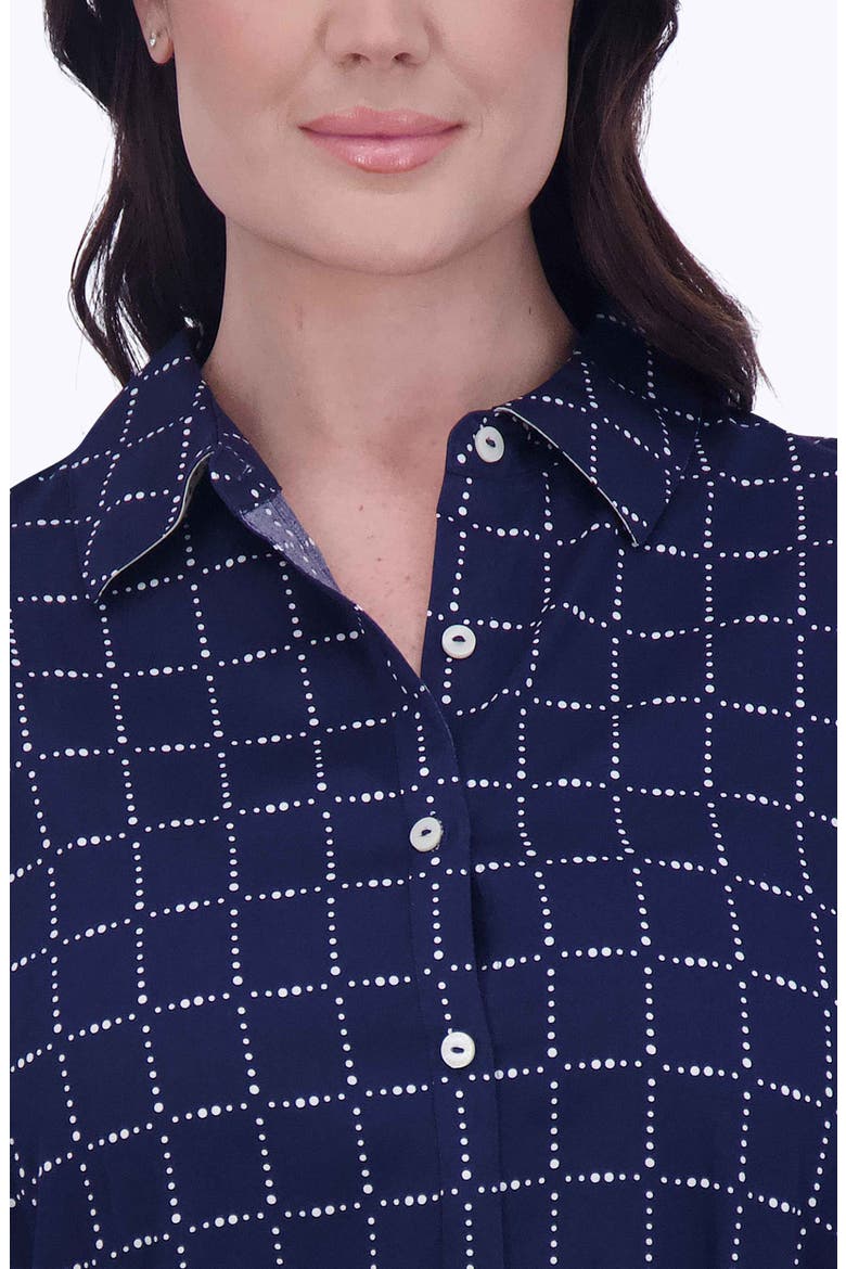 Rocca Dot Print Long Sleeve Cotton Shirtdress, Alternate, color, NAVY