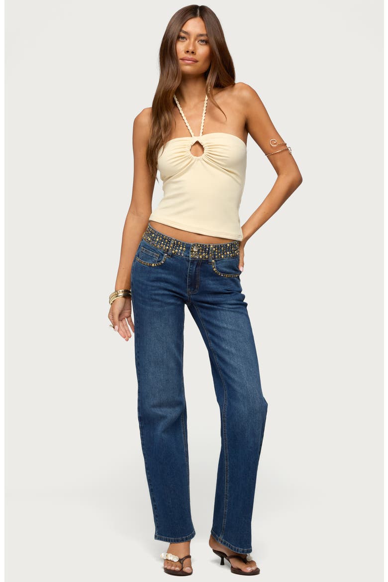 Rope Strap Keyhole Halter Top, Alternate, color, CREAM