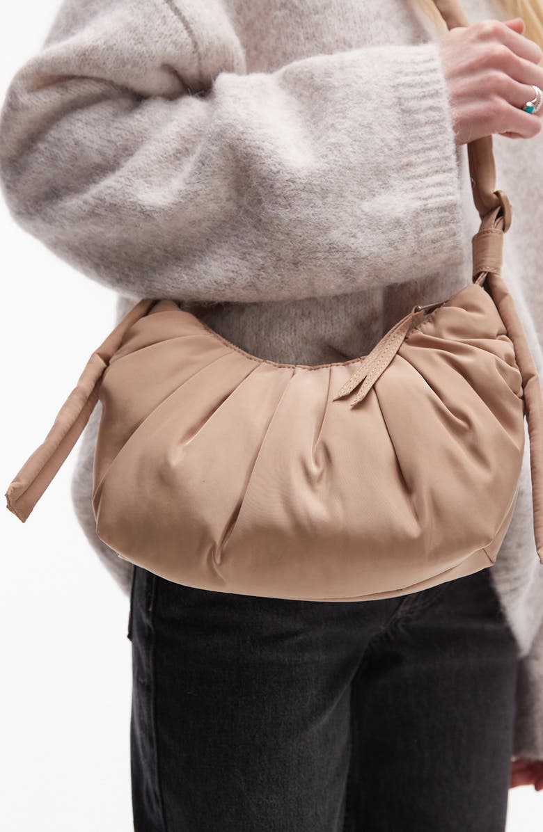 Topshop Cian Puffy Crossbody Bag, Alternate, color, Brown