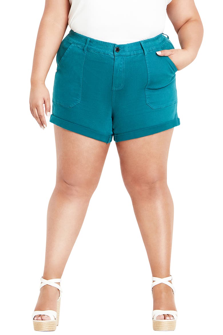 Holiday Cuff Denim Shorts, Main, color, HARBOUR BLUE