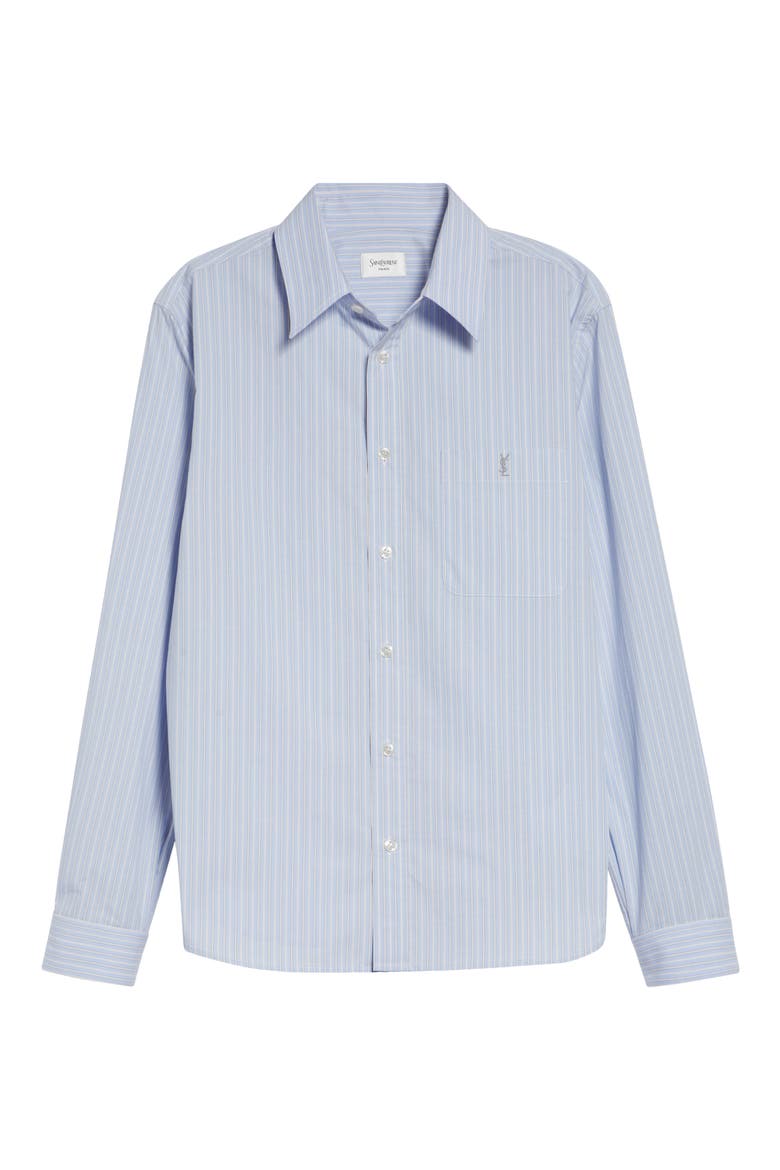 Classic Stripe Button-Up Shirt, Alternate, color, BLEU/ GRIS