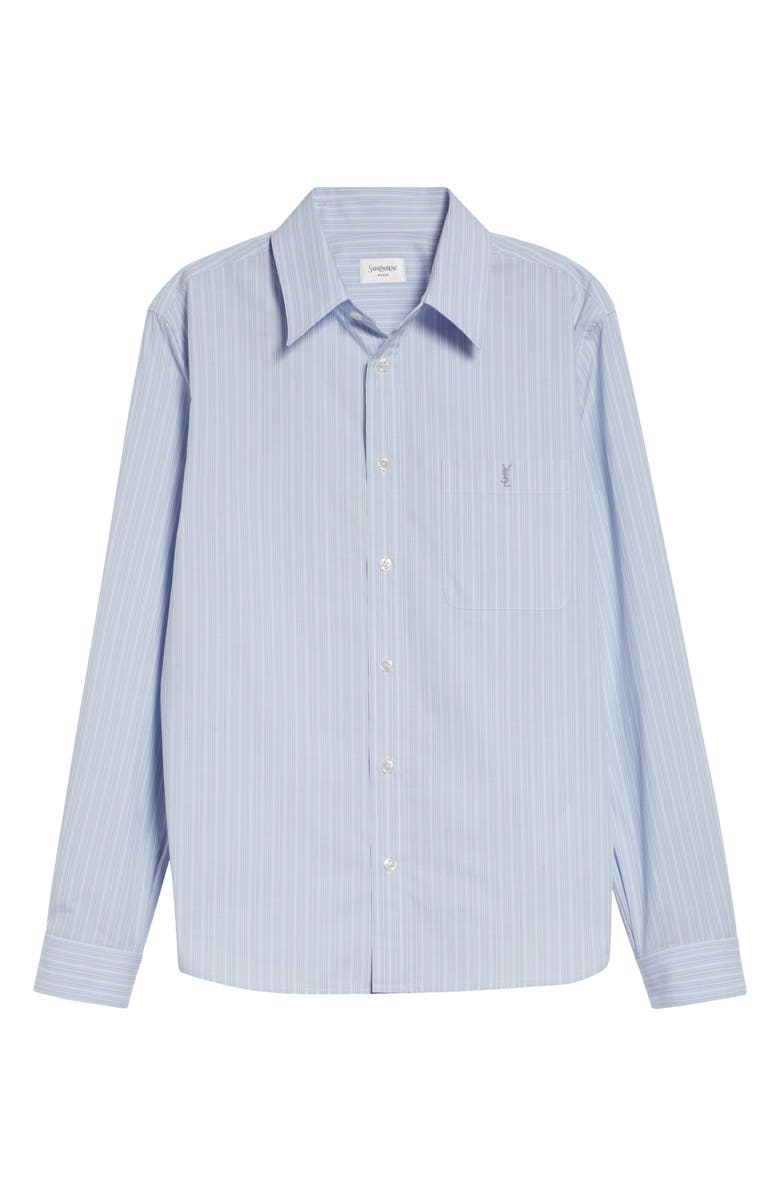Saint Laurent Classic Stripe Button-Up Shirt, Main, color, Bleu/ Gris