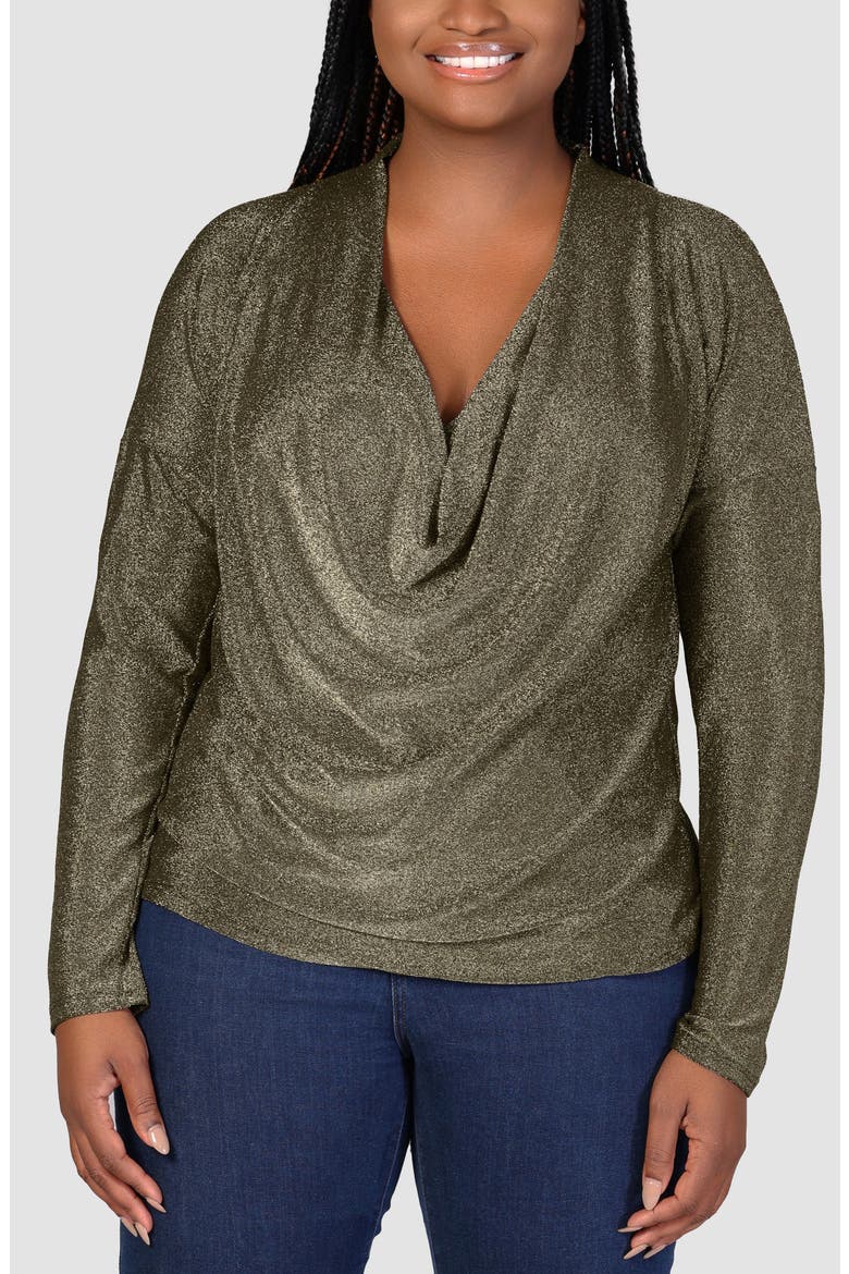Shimmer Knit Cowl Neck Top, Main, color, GOLD