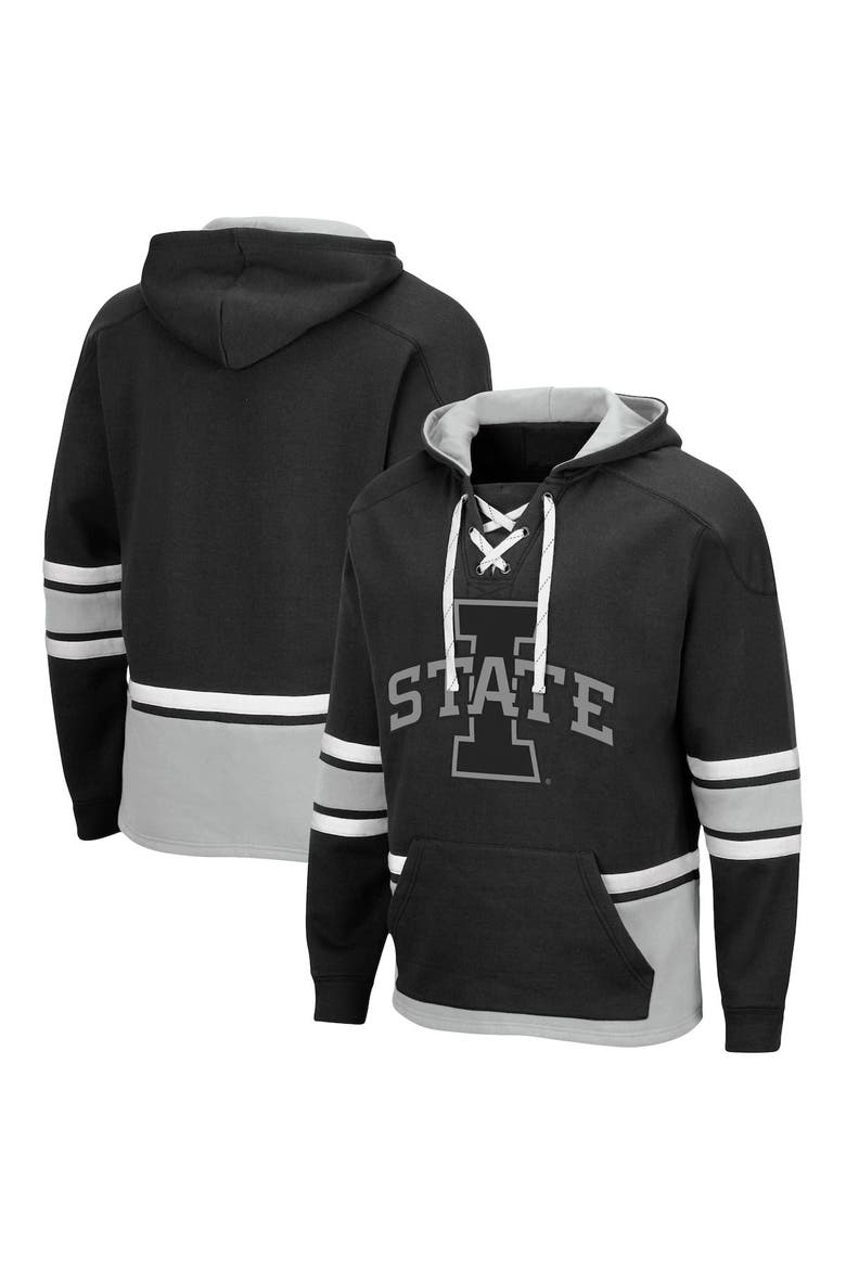 Men's Colosseum Black Iowa State Cyclones Lace Up 3.0 Pullover Hoodie, Alternate, color, Black