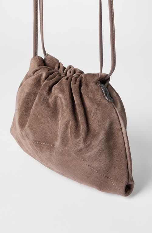 Brunello Cucinelli Suede Bc Duo Pouch Bag In Brown
