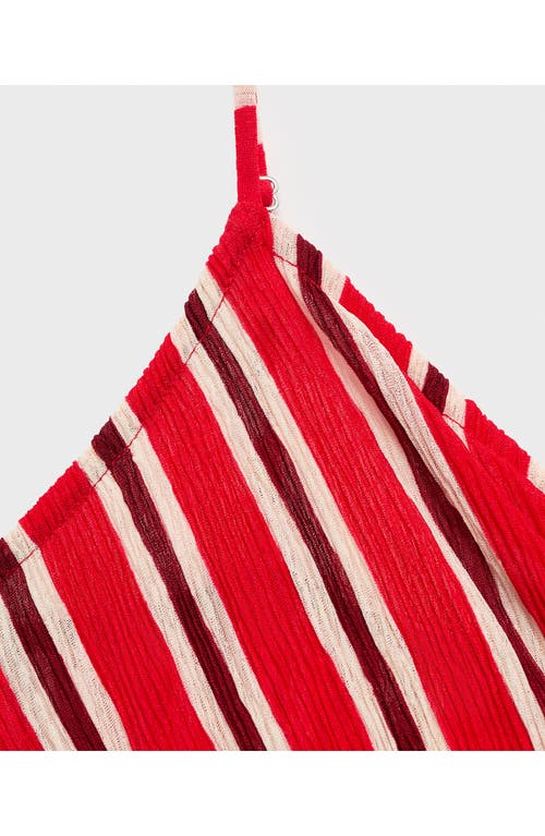 Mango Striped Gathered Dress Red In Multi