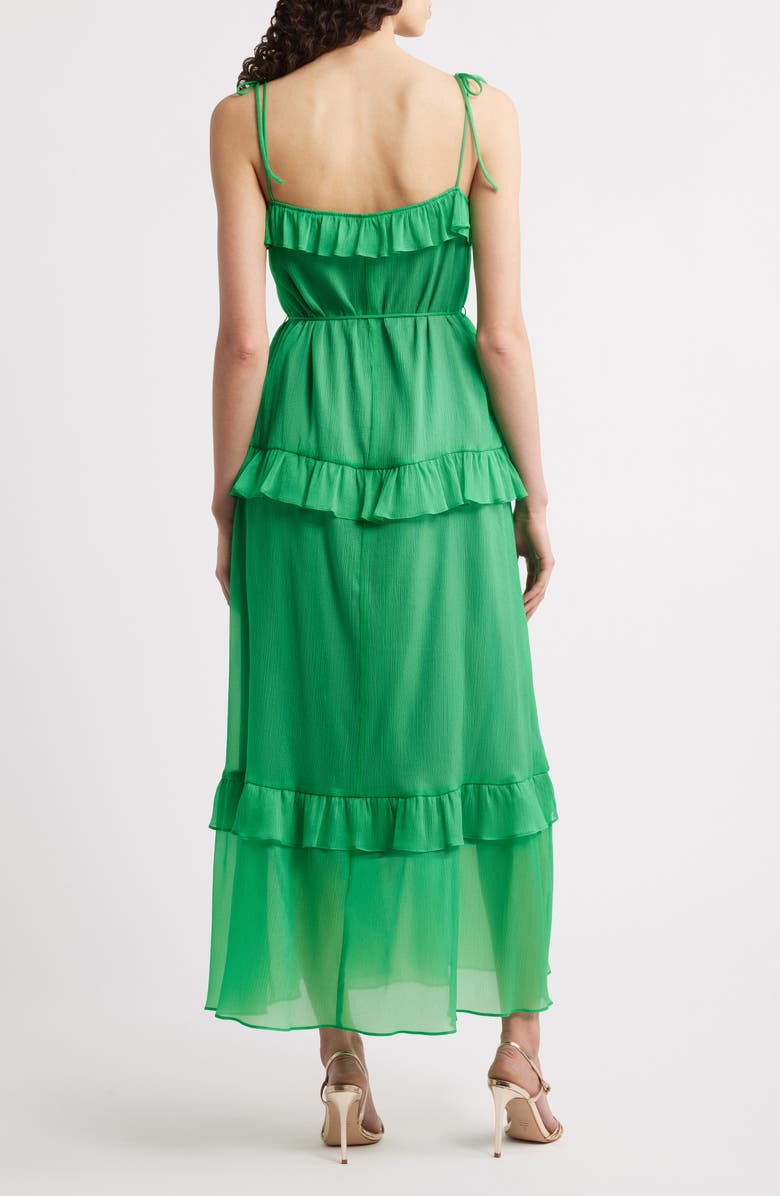 Julia Jordan Tie Strap Tiered Midi Dress, Alternate, color, Green