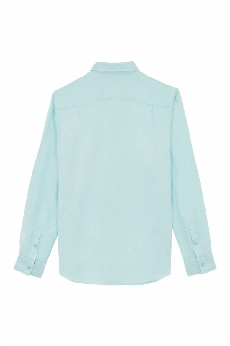 Men's Natural Dye Linen Shirt, Alternate, color, PACIFIC
