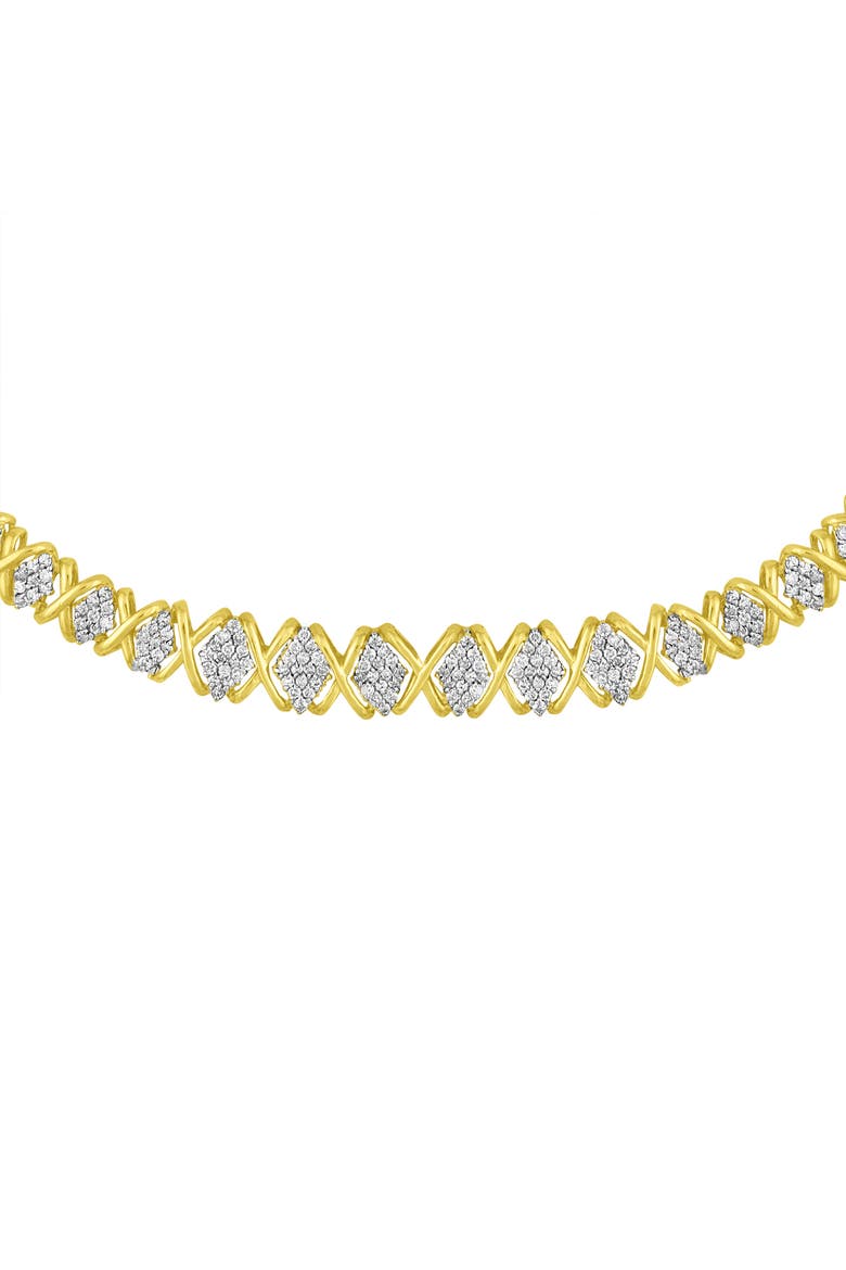 10K Yellow Gold 4 cttw Brilliant Diamond Graduating Riviera Statement Necklace, Alternate, color, Yellow