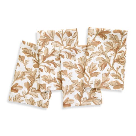 Linen Dinner Napkins - Fallen Leaves, 20" x 20" Inch