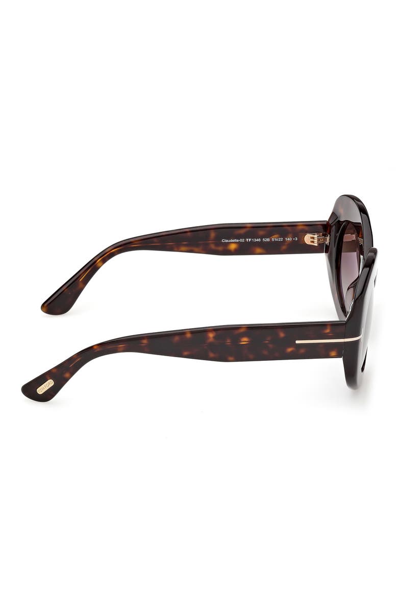 Claudette 51mm Round Sunglasses, Alternate, color, SHINY CLASSIC DARK HAVANA /T/ LOGO / GRADIENT SMOKE LENS