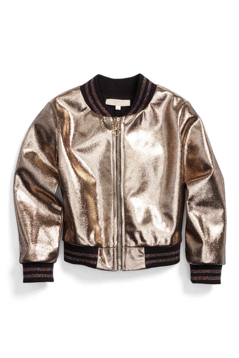 Metallic Bomber Jacket, Main, color, GOLD