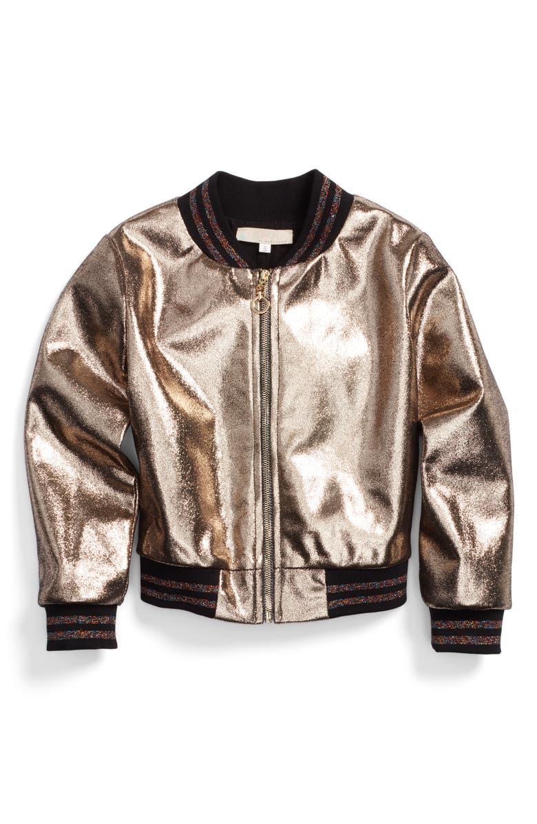 Truly Me Metallic Bomber Jacket, Main, color, 