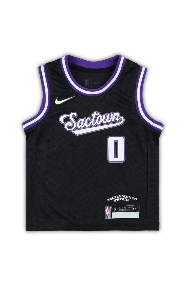 Nike Preschool Nike Tyrese Haliburton Black Sacramento Kings 2021/22 Replica Jersey - City Edition, Alternate, color,