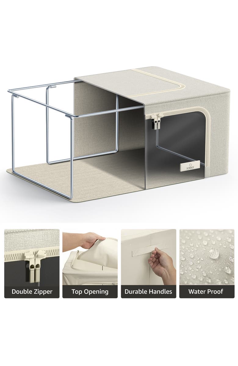 SORBUS 4-Pack Foldable Storage Boxes, Alternate, color, Beige
