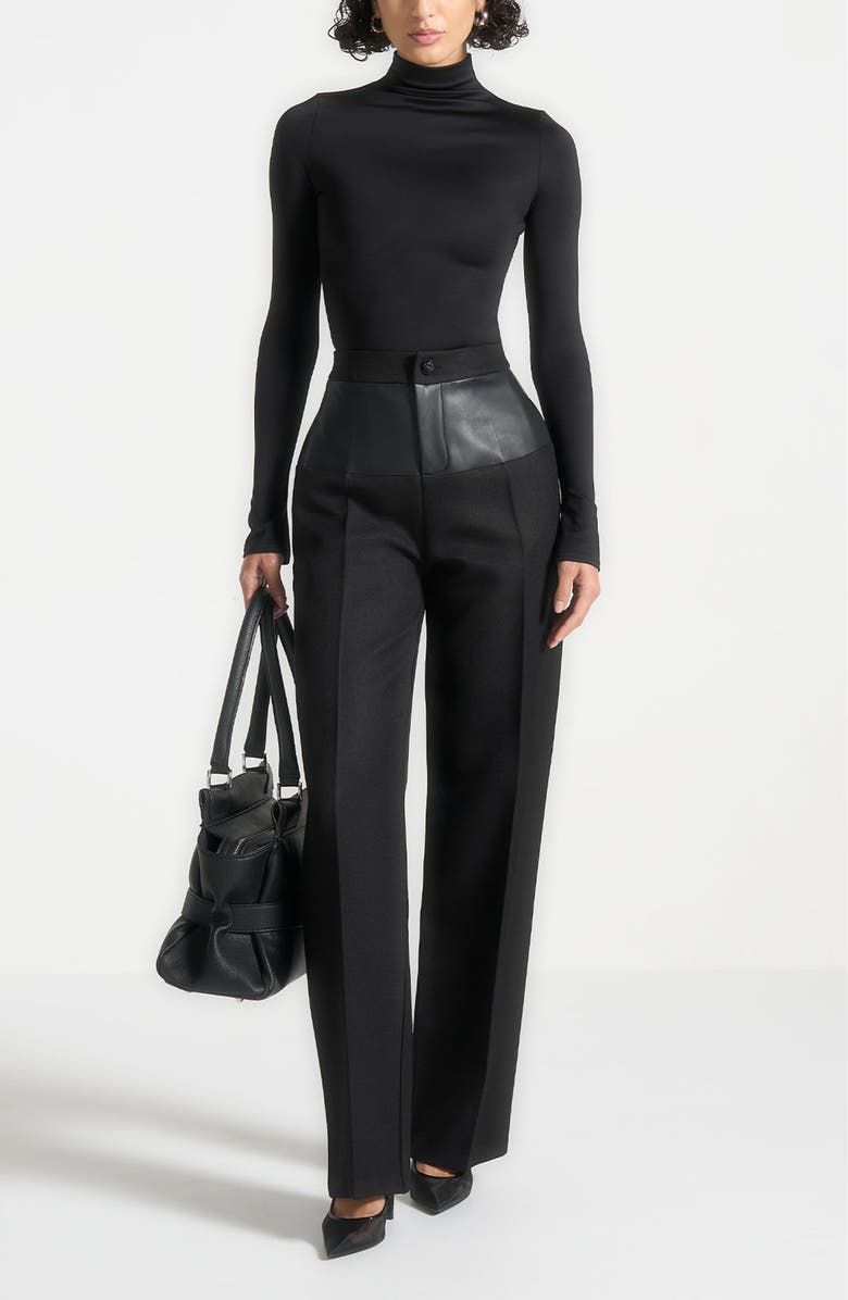 Manière De Voir Alea Mock Neck Long Sleeve Top, Alternate, color, Black