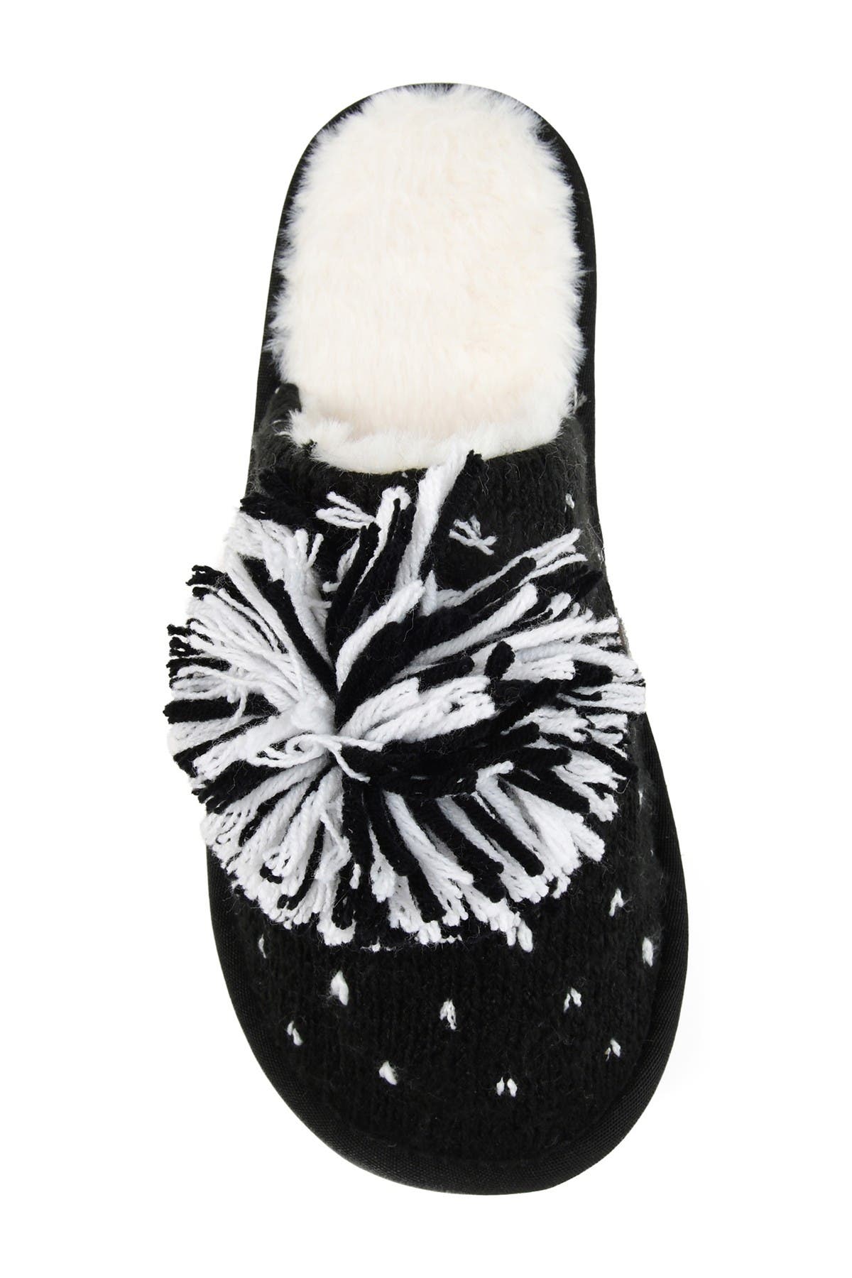 Journee Collection JOURNEE Stardust Pompom Slipper, Alternate, color, Black