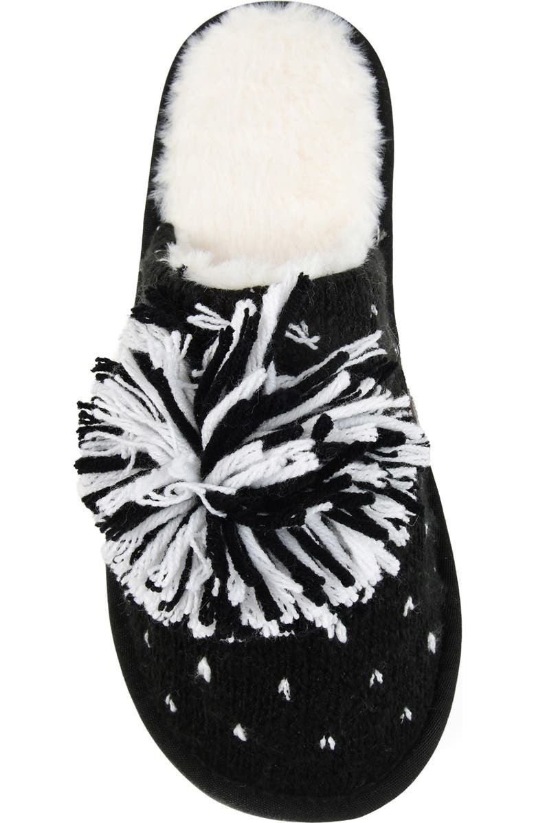 Journee Collection JOURNEE Stardust Pompom Slipper, Alternate, color, Black