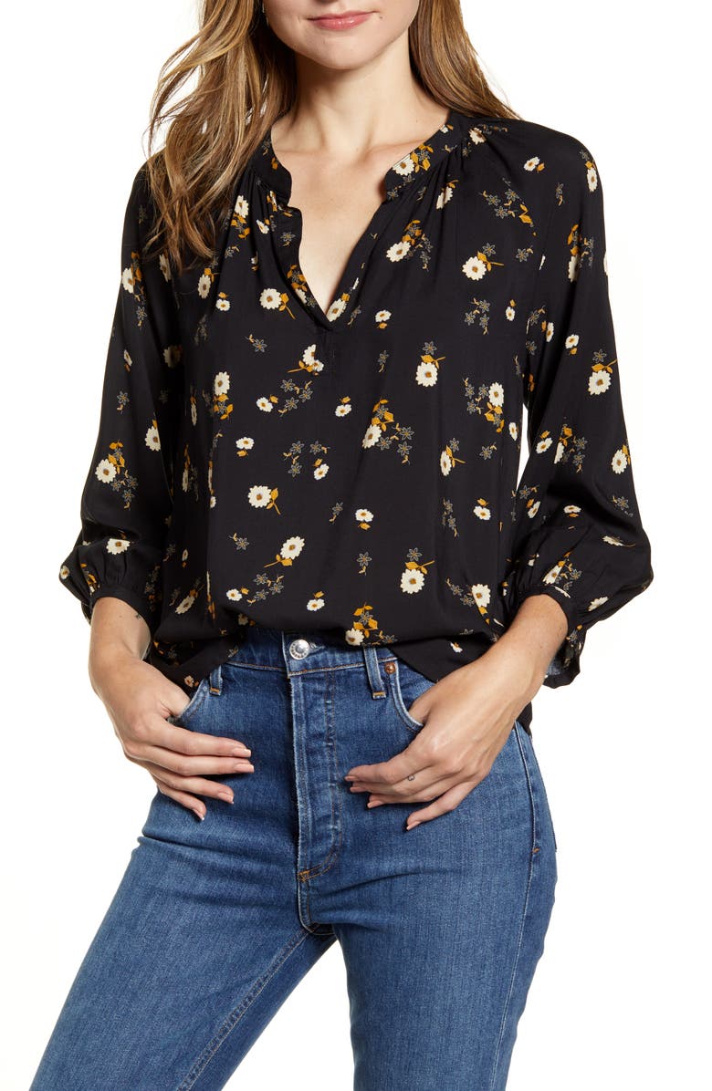 Velvet by Graham & Spencer Floral Split Neck Blouse, Main, color, 