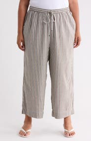 MAX STUDIO Drawstring Waist Crop Wide Leg Pants