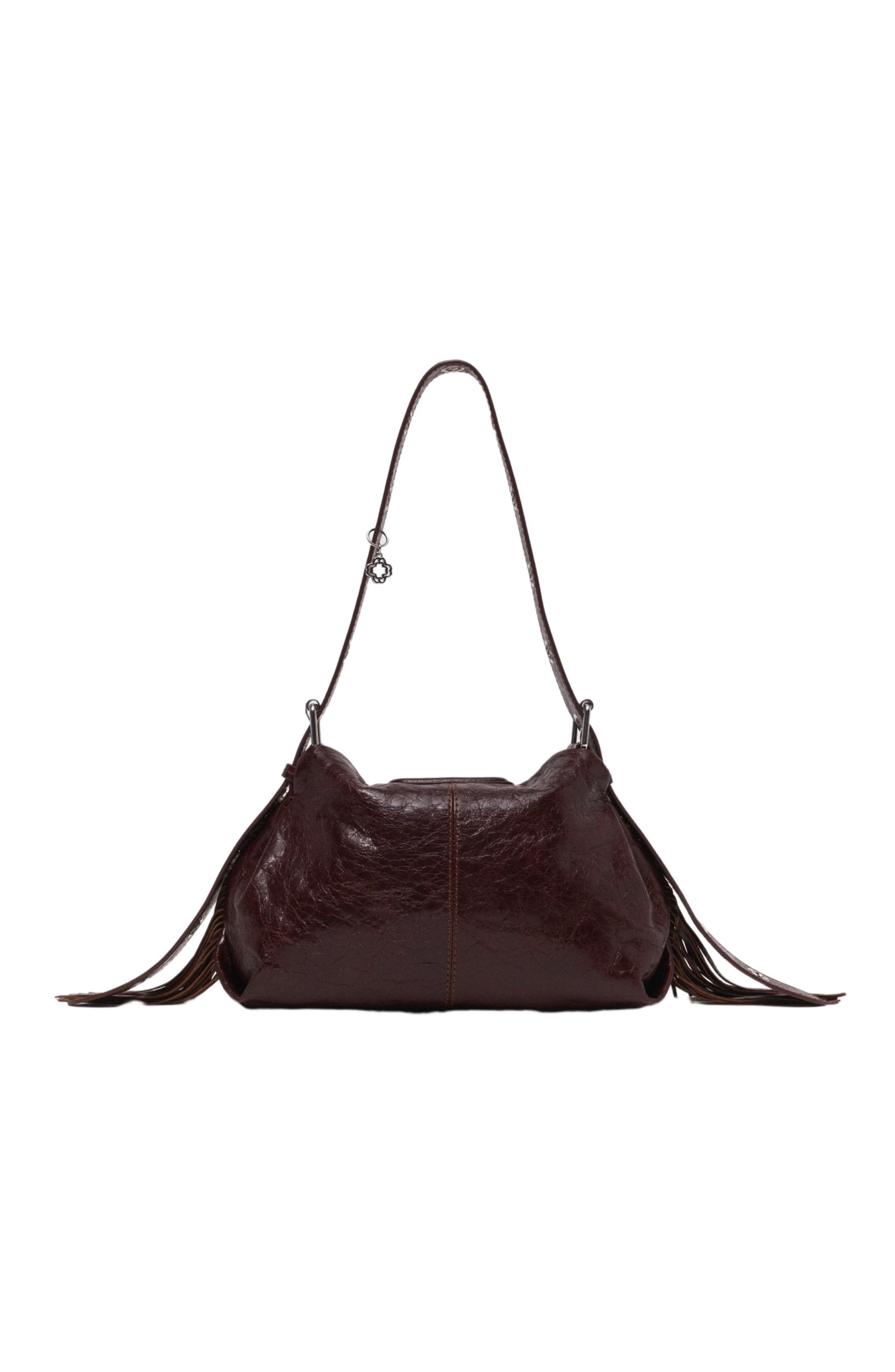maje Crackled leather Miss M bag, Alternate, color, Dark Brown