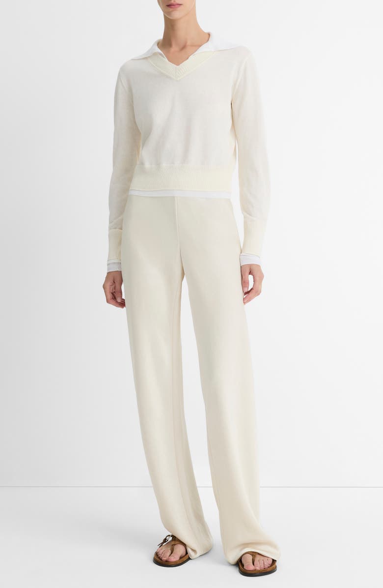 Vince Fine Gauge Collared Sweater, Alternate, color, Bell/ Optic White