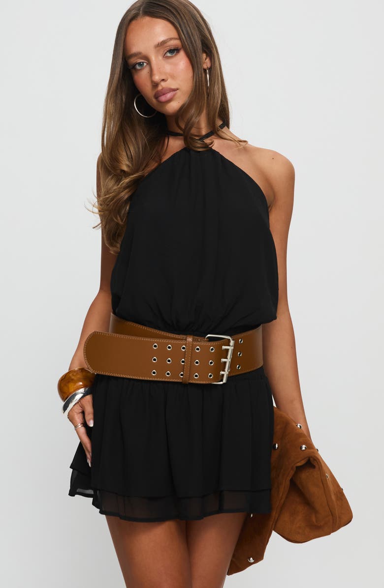 Princess Polly Khamira Halter Minidress, Alternate, color, Black
