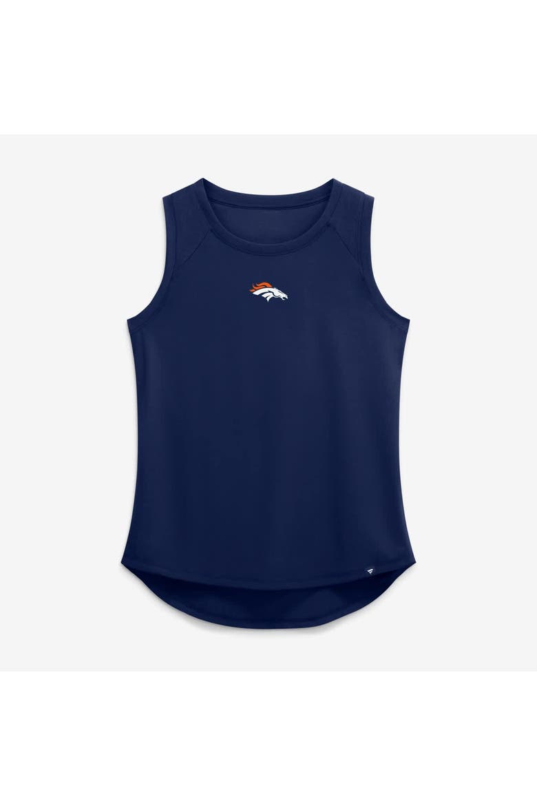 Women's Fanatics Navy Denver Broncos Draped Mesh Back Performance​ Tank Top, Alternate, color, Navy