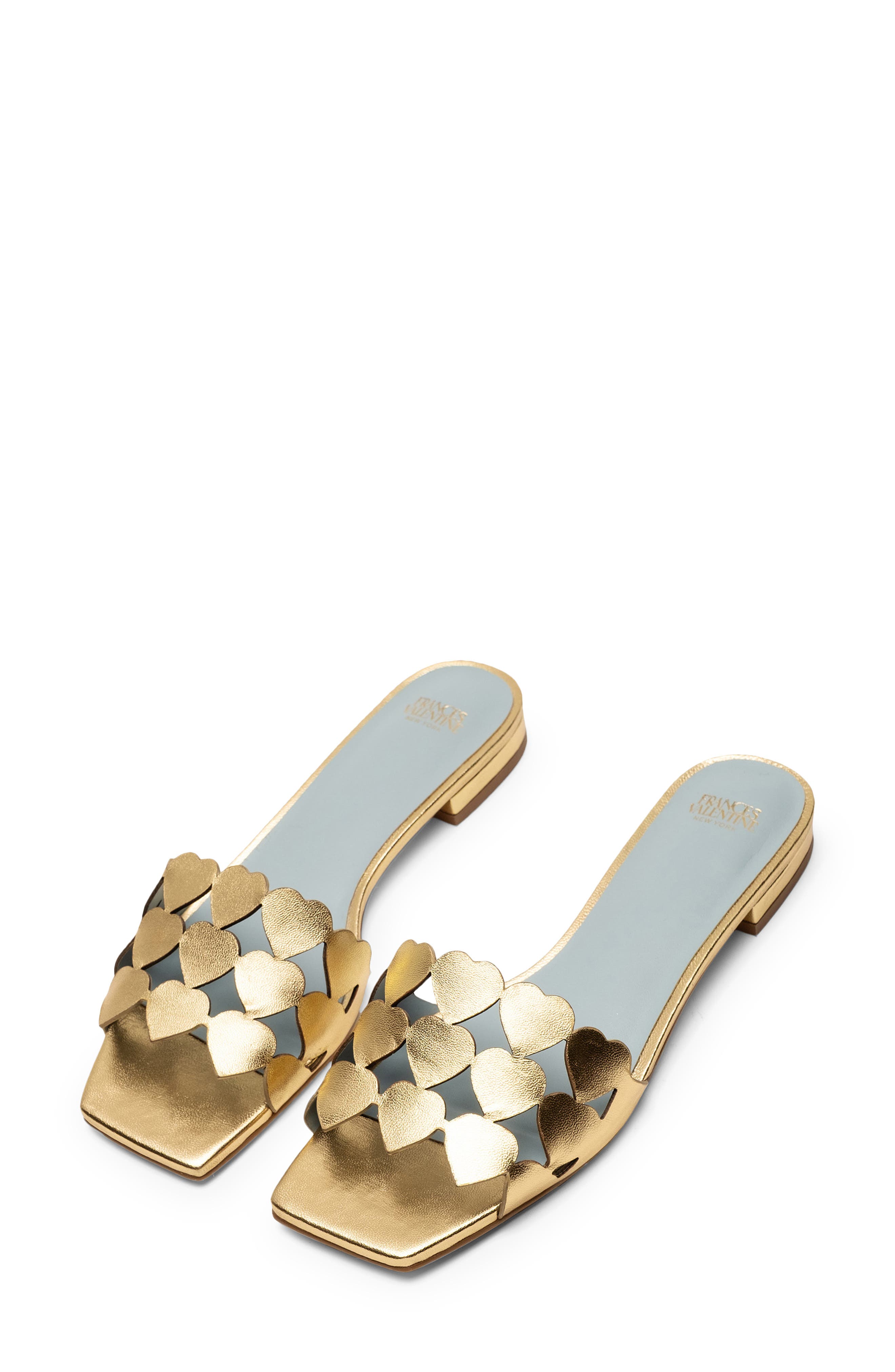Frances Valentine Heart Slide Sandal, Alternate, color, Platino