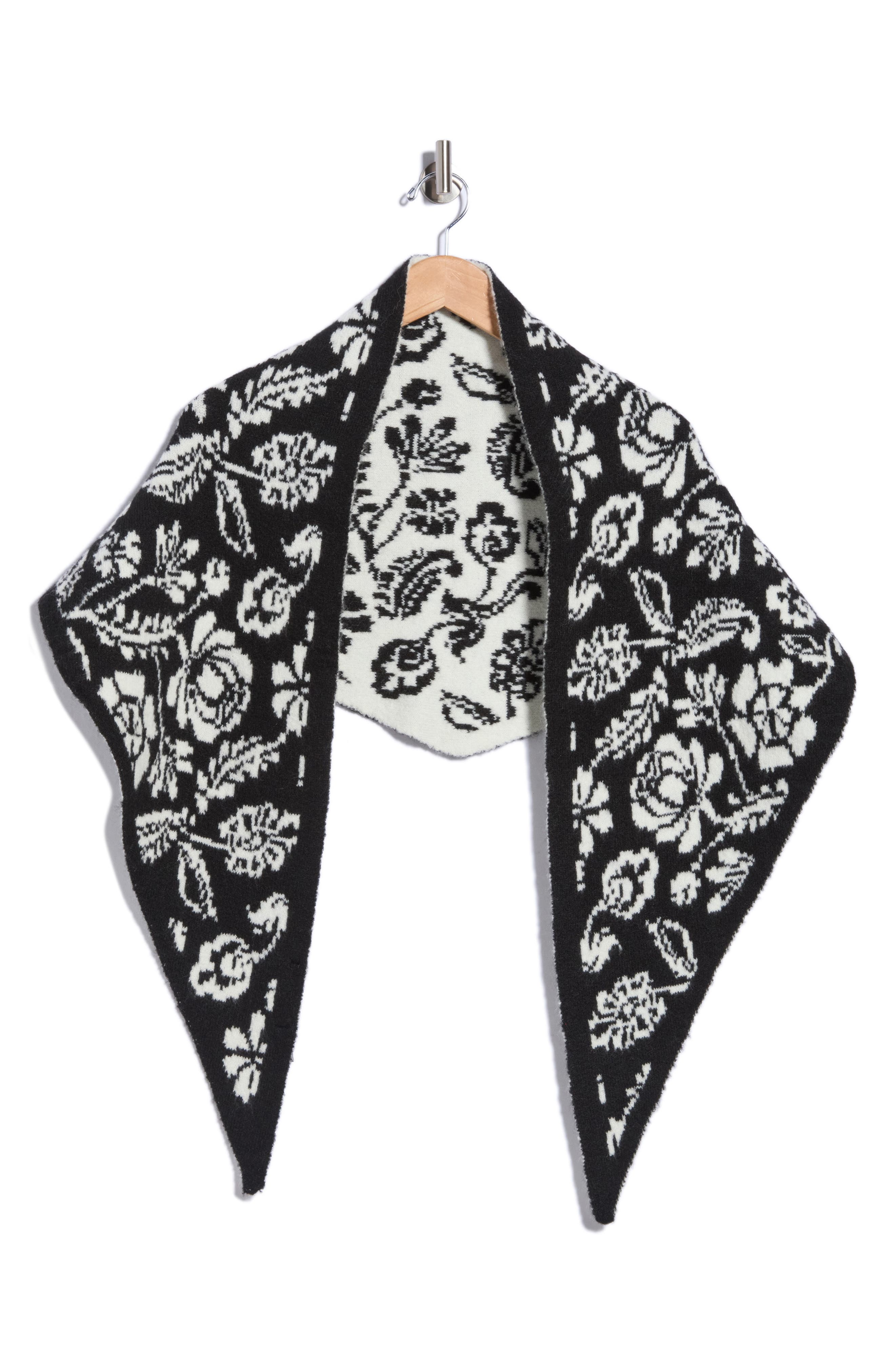 Folk Floral Jacquard Triangle Scarf