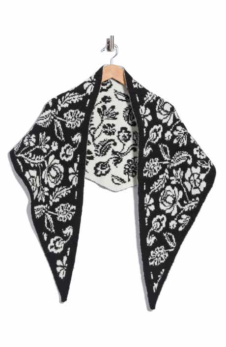 Folk Floral Jacquard Triangle Scarf