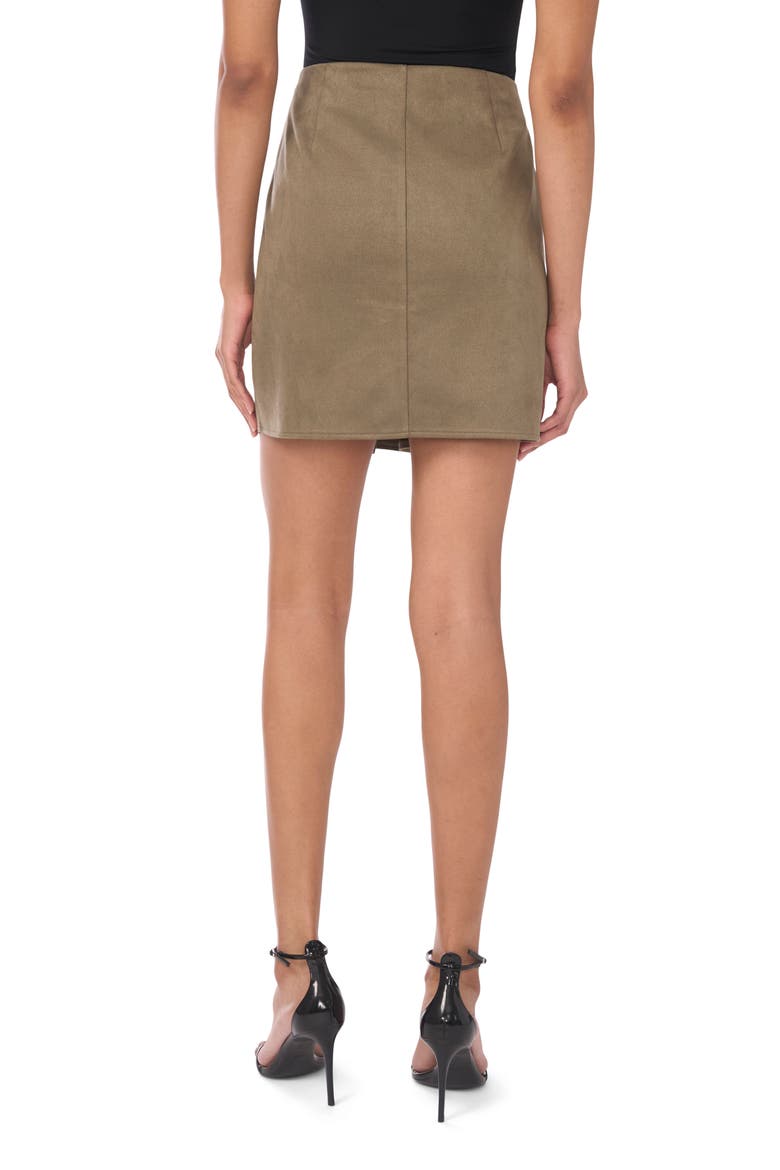 Side Zip Faux Suede Miniskirt, Alternate, color, OLIVE