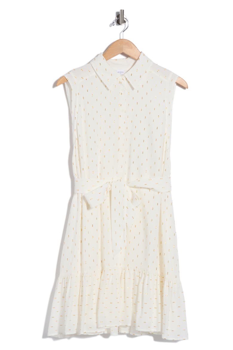 Sleeveless Lurex Ruffle Hem Minidress, Alternate, color, IVORY EGRET