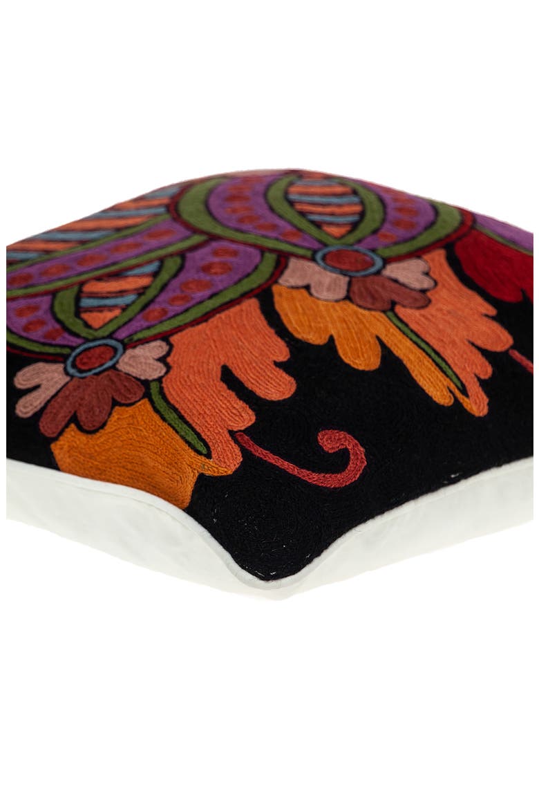 Hand-Embroidered Accent Pillow, Alternate, color, BLACK