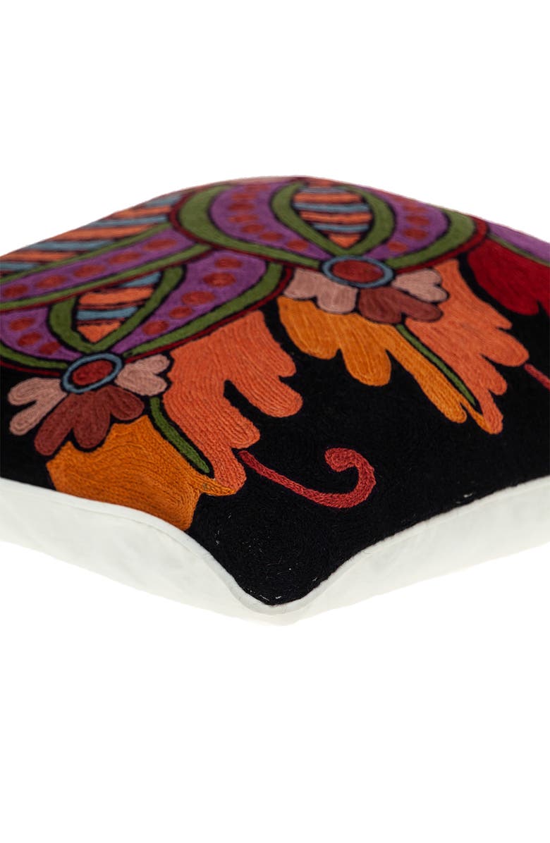PARKLAND COLLECTION Hand-Embroidered Siacca Accent Pillow, Alternate, color, Black