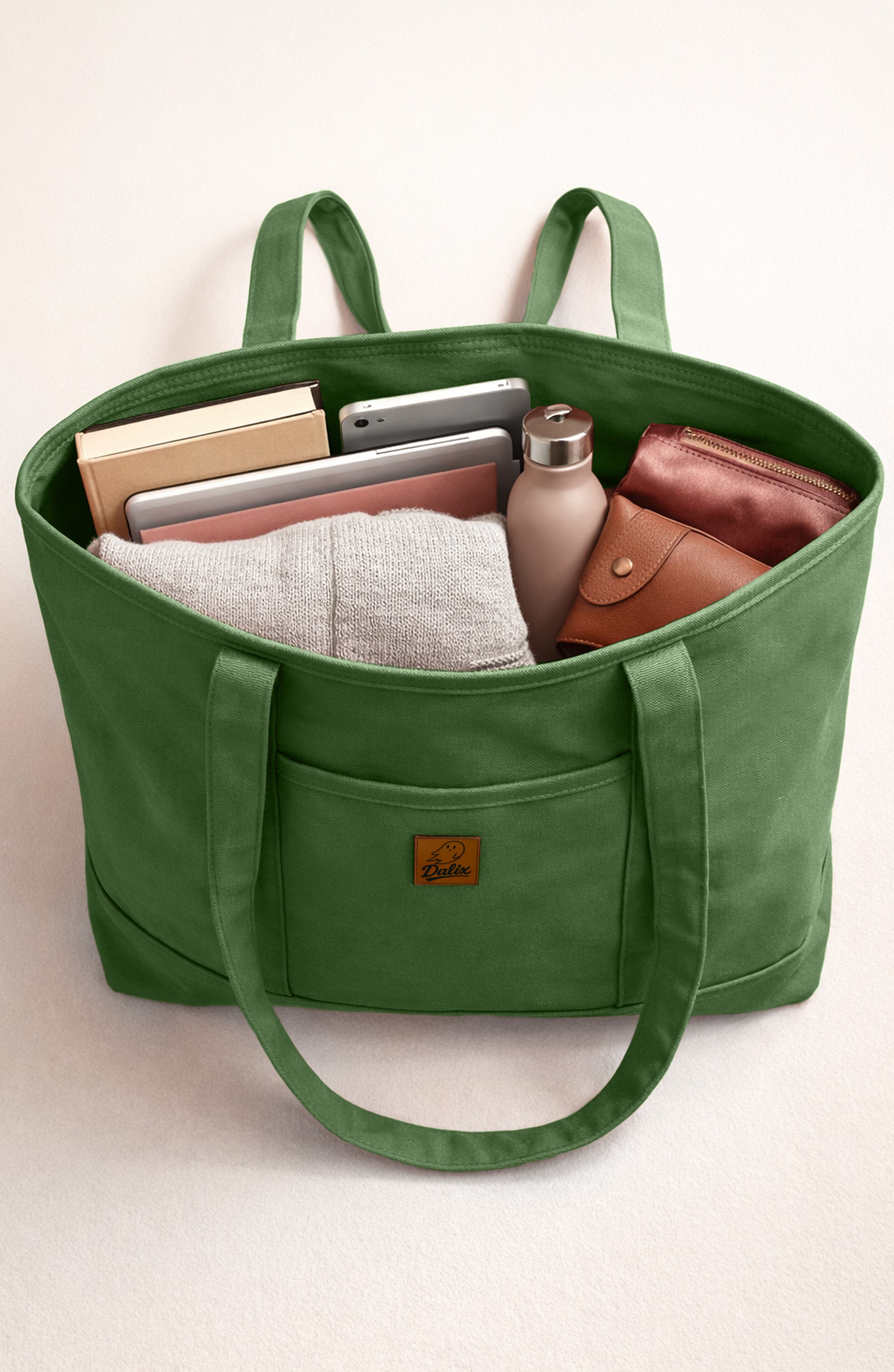 Ghost 20" Go-To Canvas Tote Bag, Alternate, color, Olive
