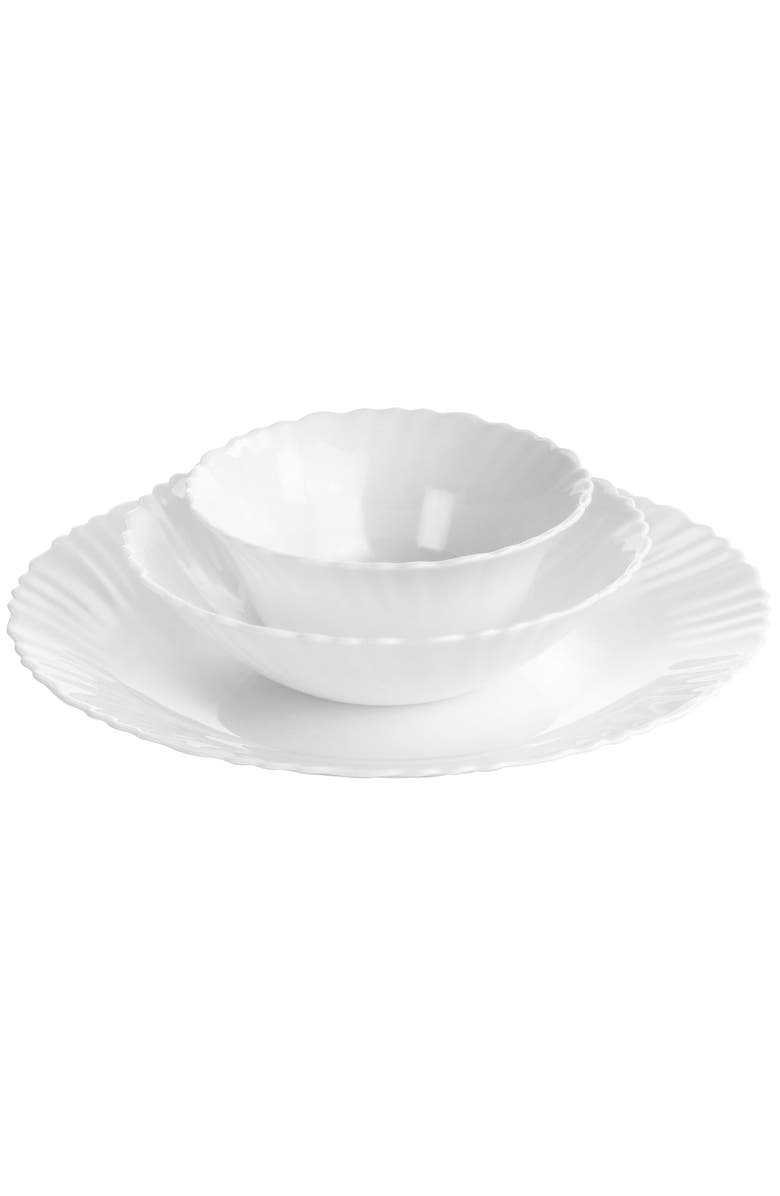 Gibson Ultra Ultra Radley 12 Piece Tempe Opal Glass Dinnerware Set, Alternate, color, White