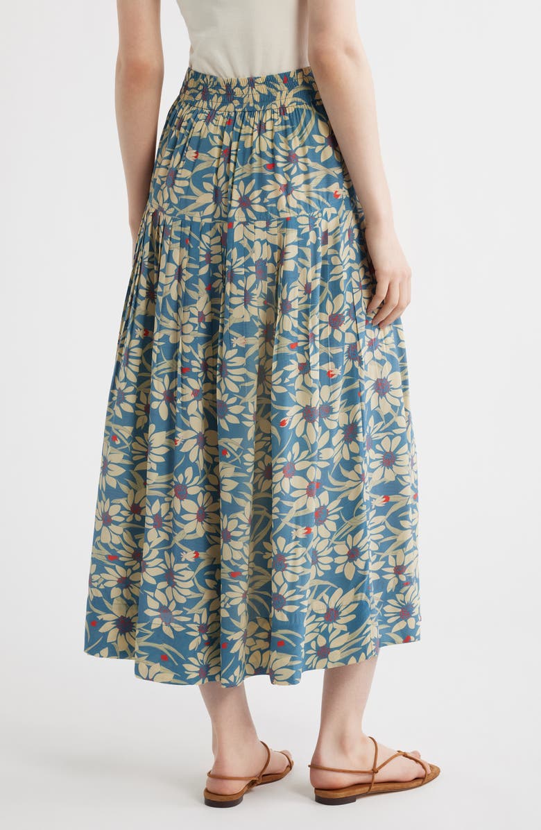 THE GREAT. The Highland Floral Button Front Skirt, Alternate, color, Blue Scattered Bloom