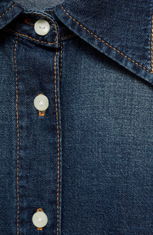 Mango Oversize Denim Button-up Shirt In Dark Blue