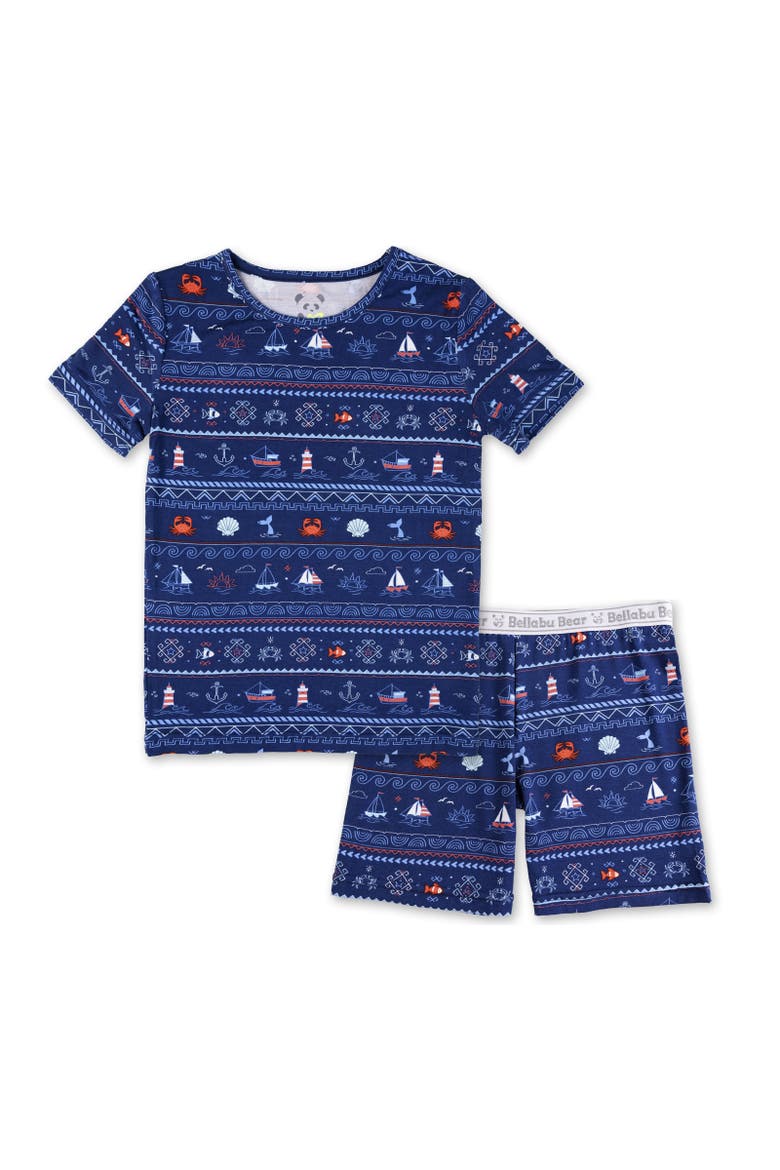 Sail Away Fair Isle Kids 2-Piece Short Sleeve & Shorts Pajama Set, Main, color, Sail Away Fair Isle