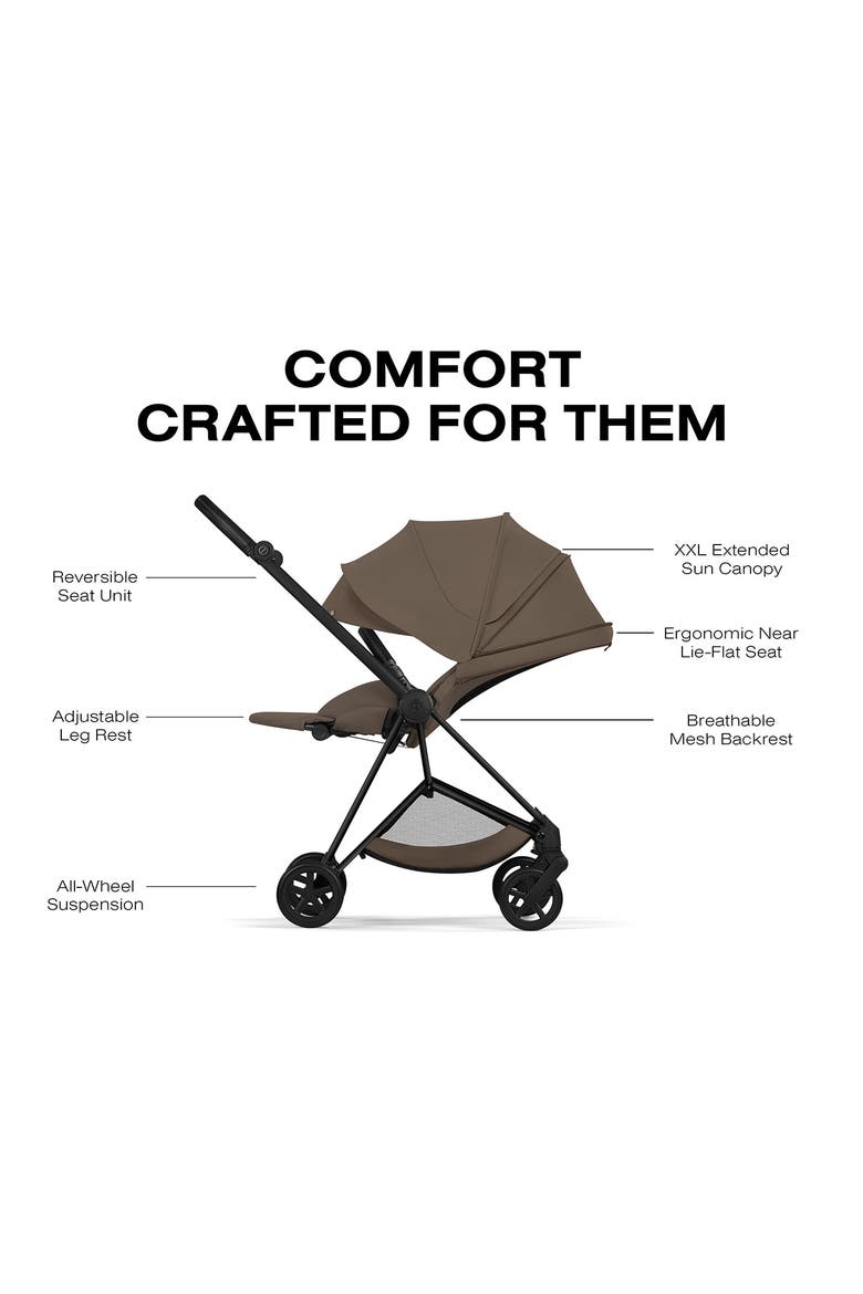Mios Compact Stroller – Platinum Collection, Alternate, color, MATTE BLACK/ COCONUT BROWN
